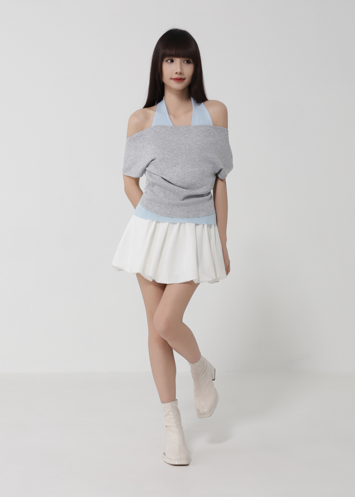 Fake Two Piece With Halter Top DJ182