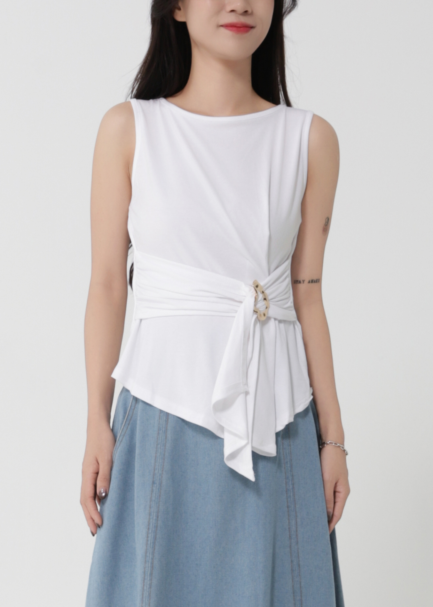 Sleeveless Ruched Waist Top DJ185