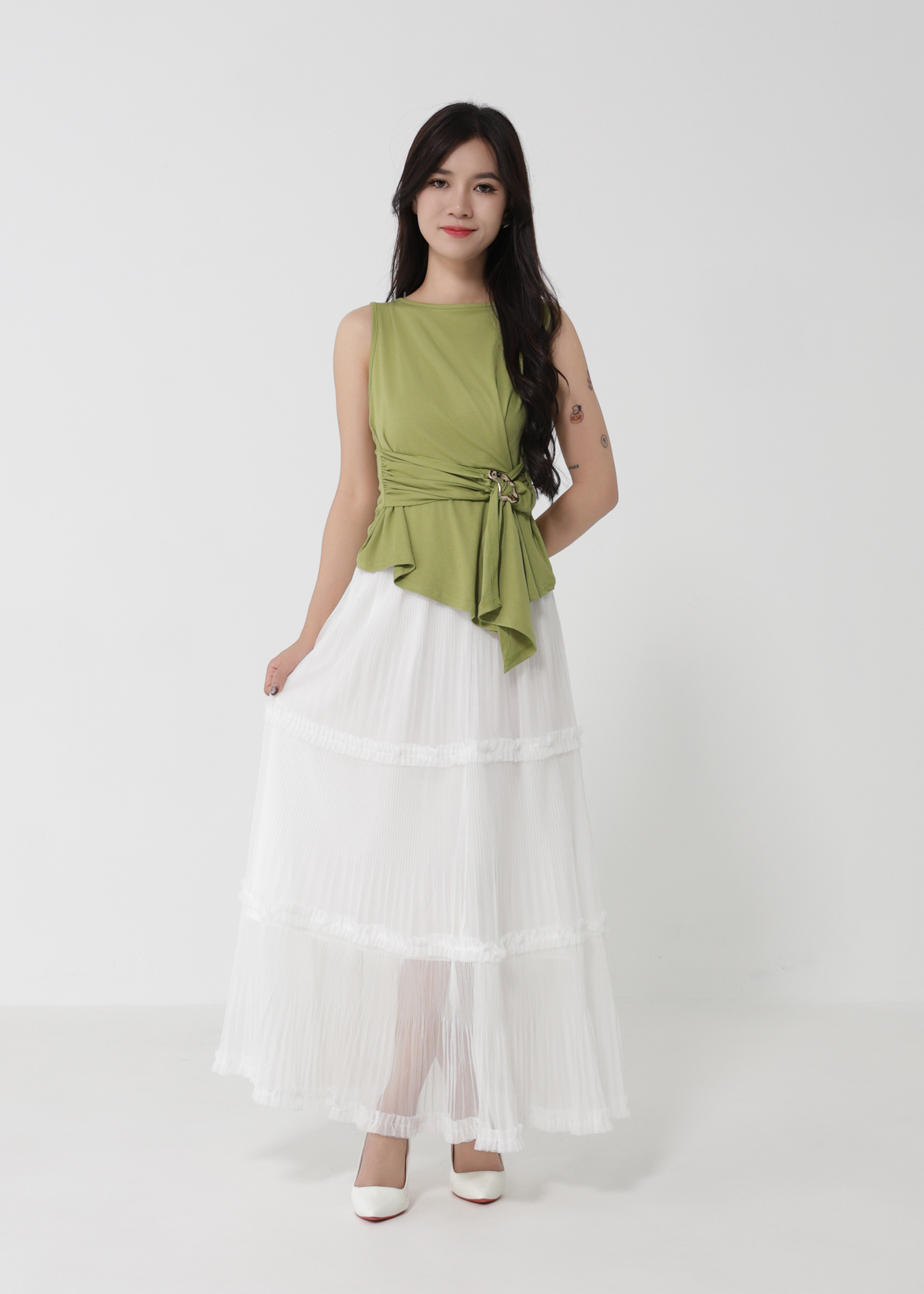 Sleeveless Ruched Waist Top DJ185