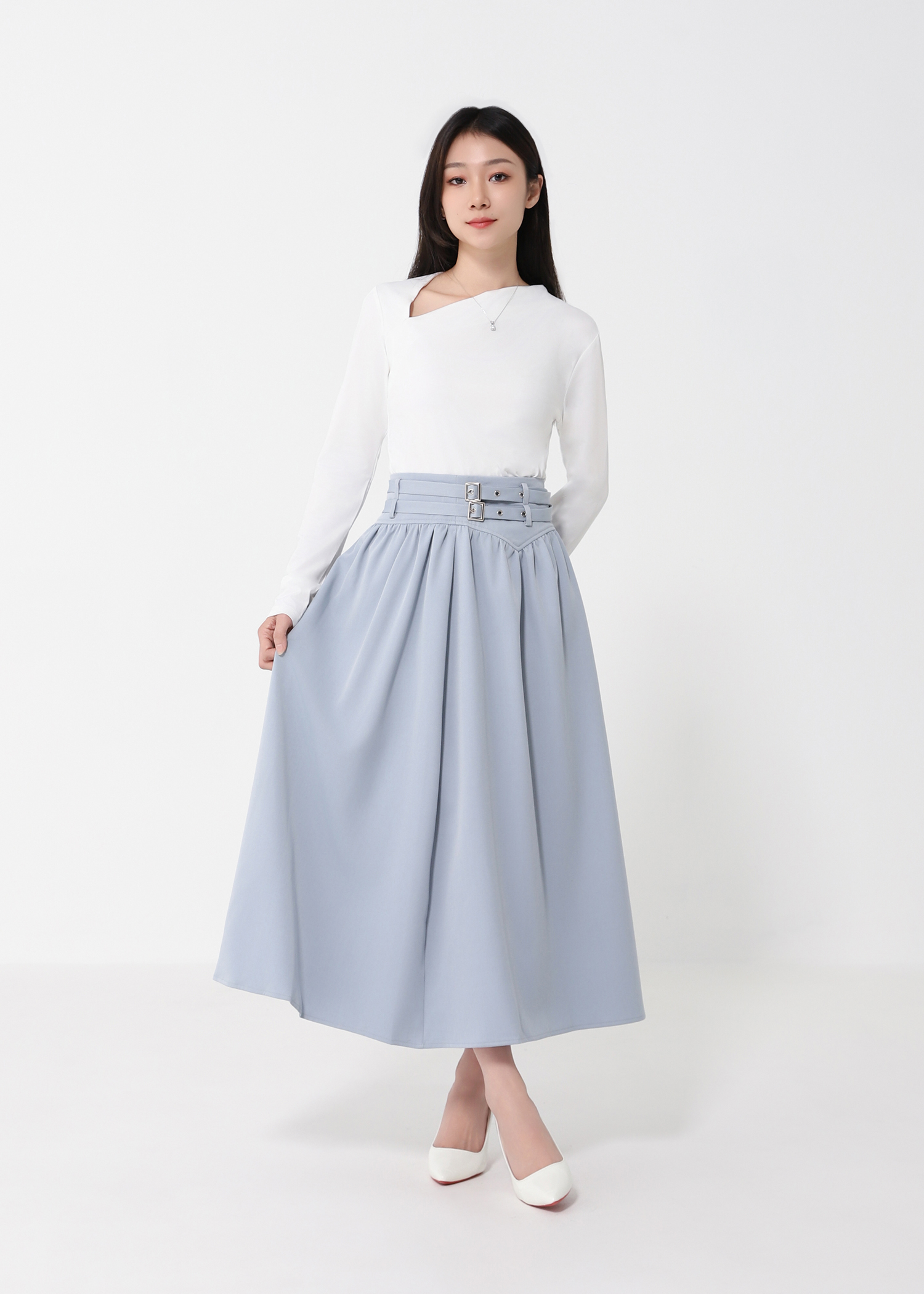 Asymmetrical Neckline Ruched Top DJ190