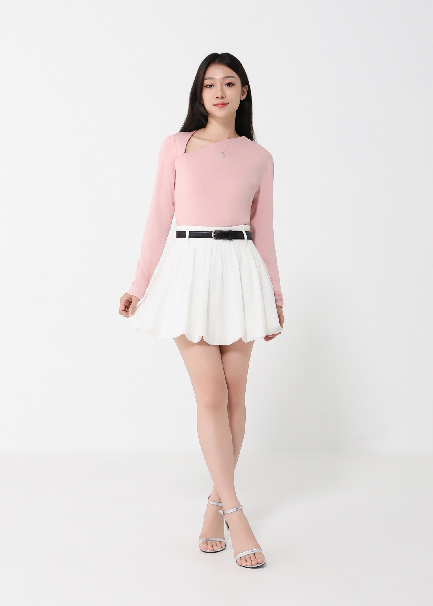 Asymmetrical Neckline Ruched Top DJ190