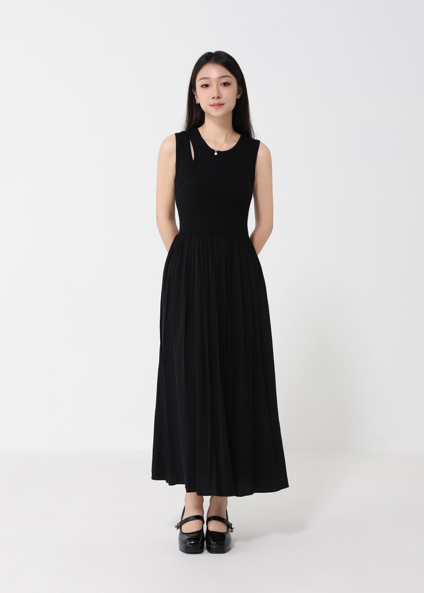 Elegant A-Line Dress with Pockets DJ193