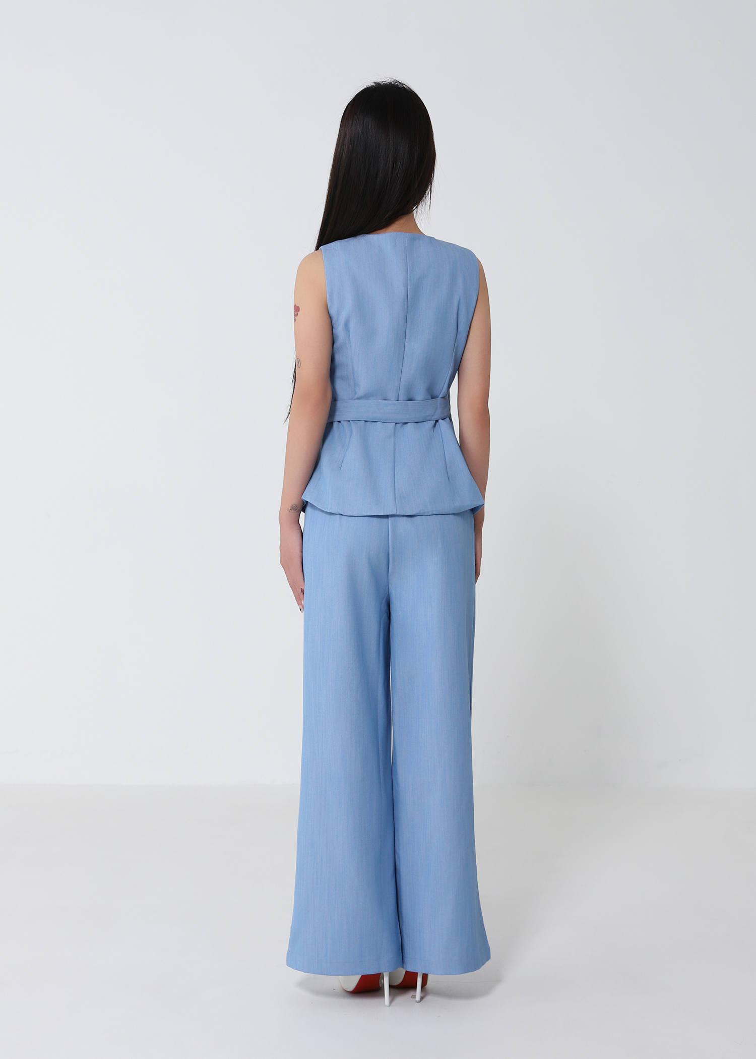 Wrap Vest And Wide Leg Pants Set DJ197