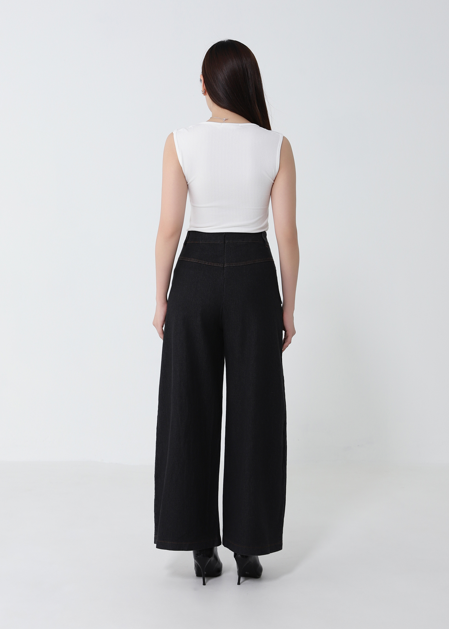 Layered Waist Wide Leg Long Pants DJ198
