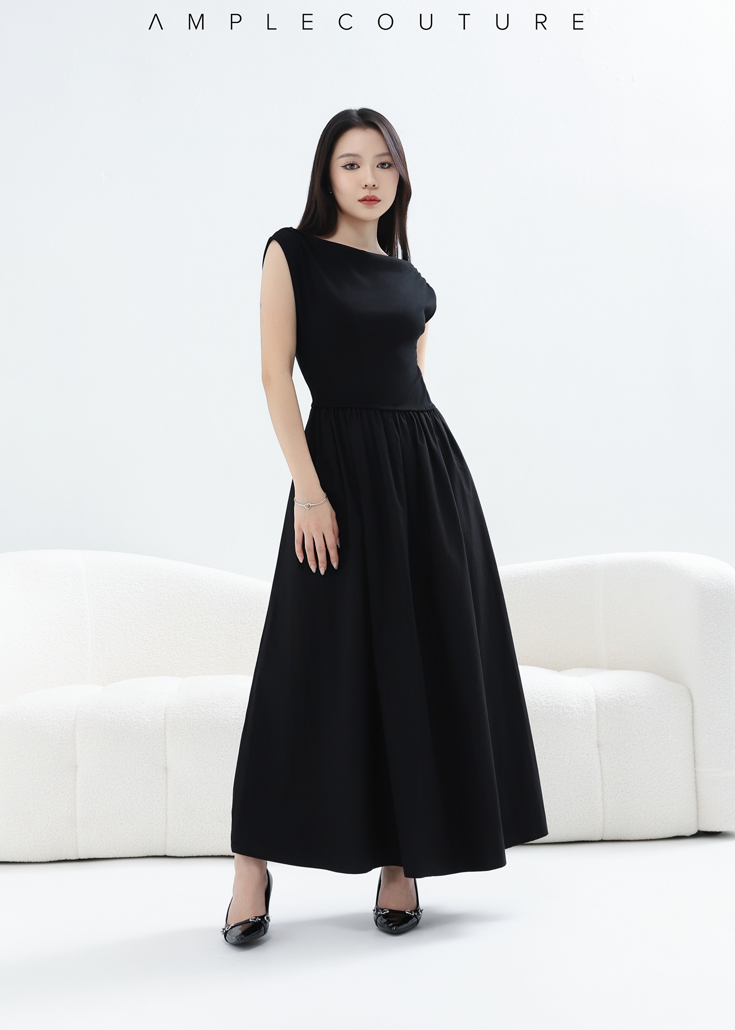 Elegant Draped Neck A-Line Dress DJ203