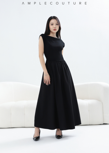 Elegant Draped Neck A-Line Dress DJ203