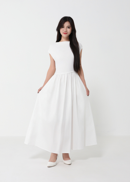 Elegant Draped Neck A-Line Dress DJ203