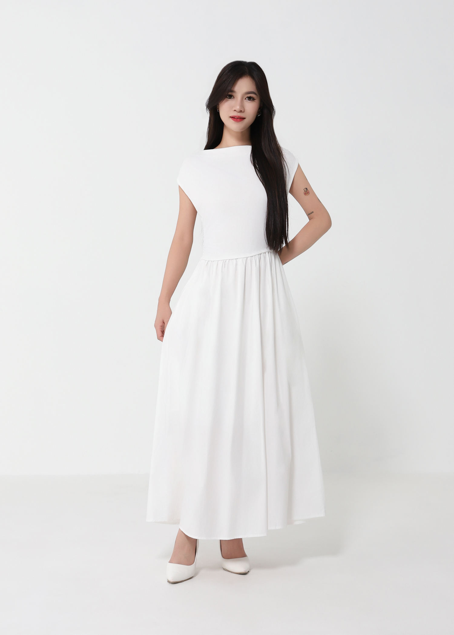 Elegant Draped Neck A-Line Dress DJ203