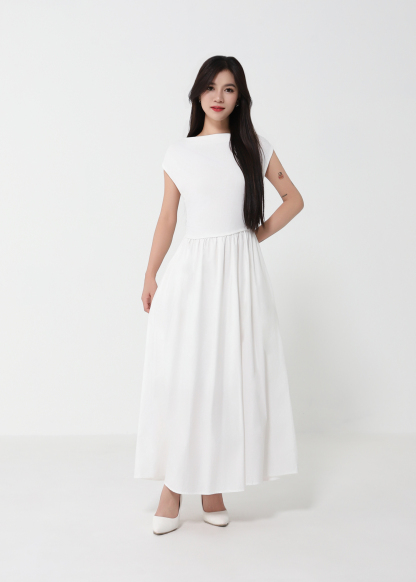 Elegant Draped Neck A-Line Dress DJ203