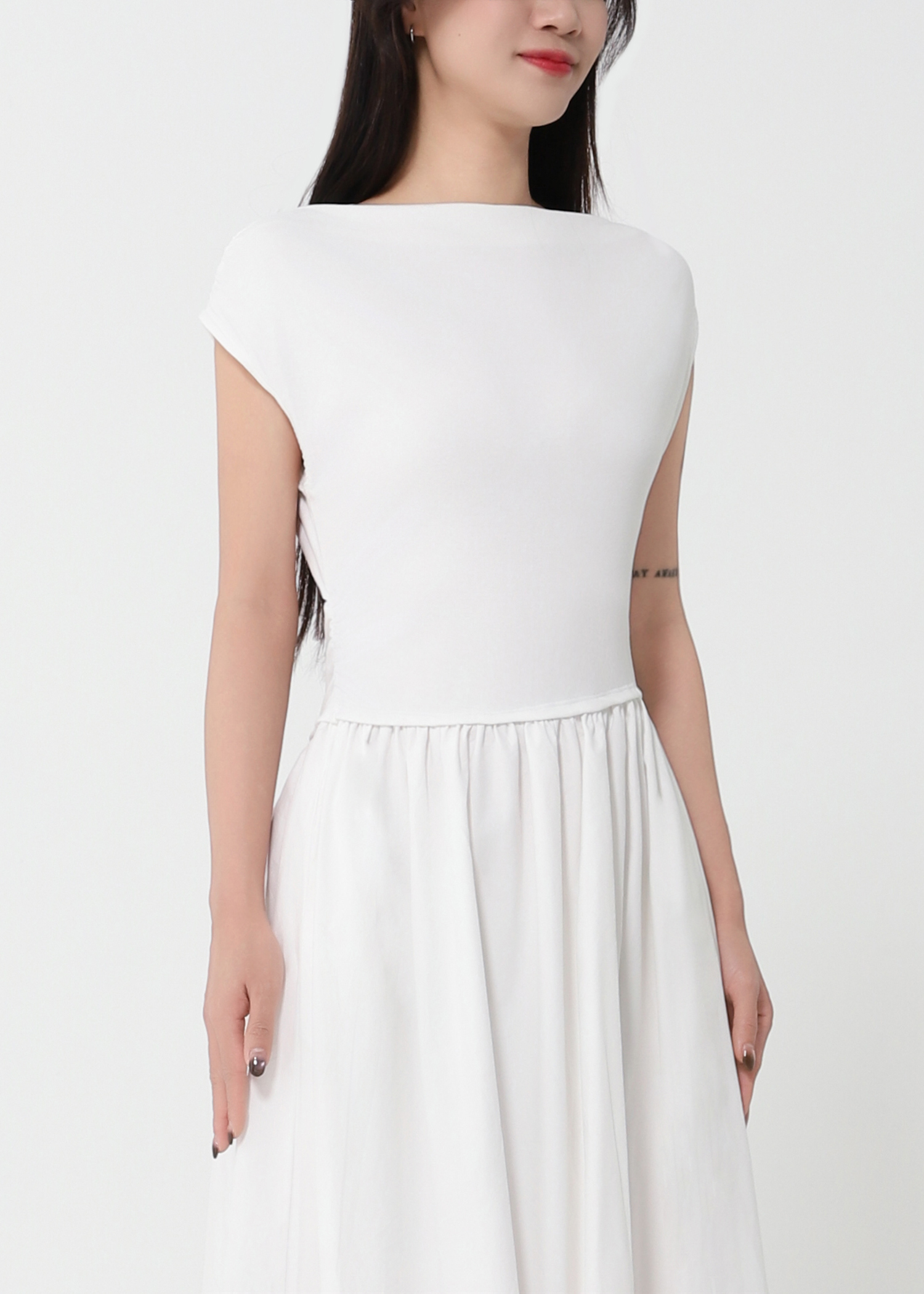 Elegant Draped Neck A-Line Dress DJ203