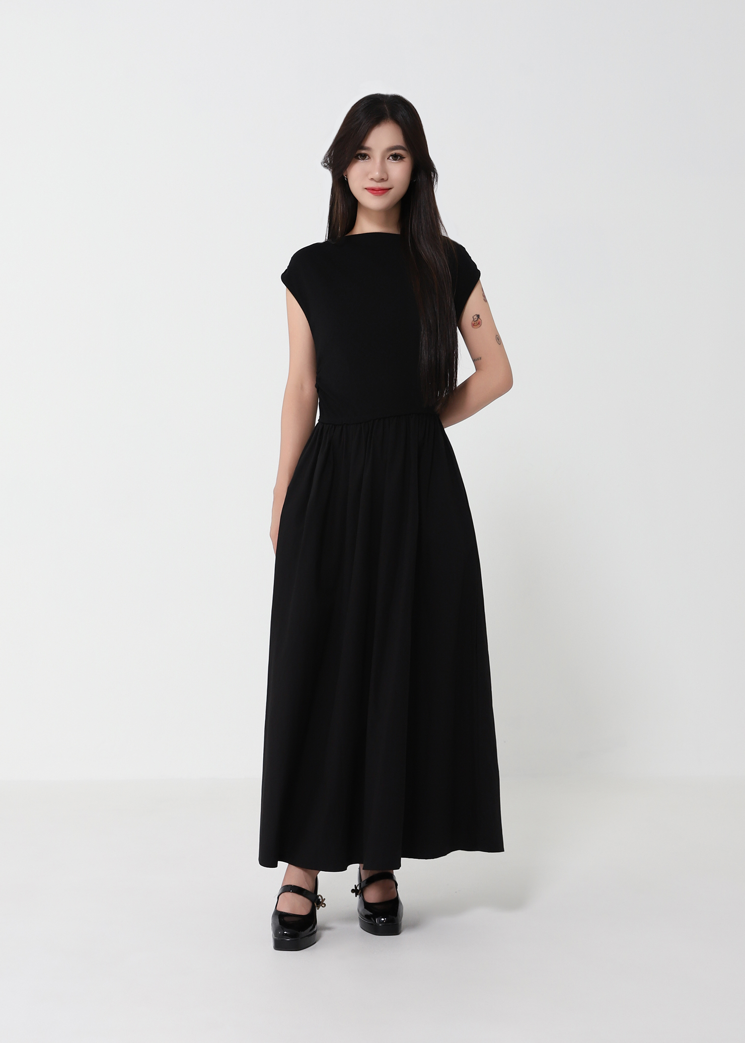 Elegant Draped Neck A-Line Dress DJ203