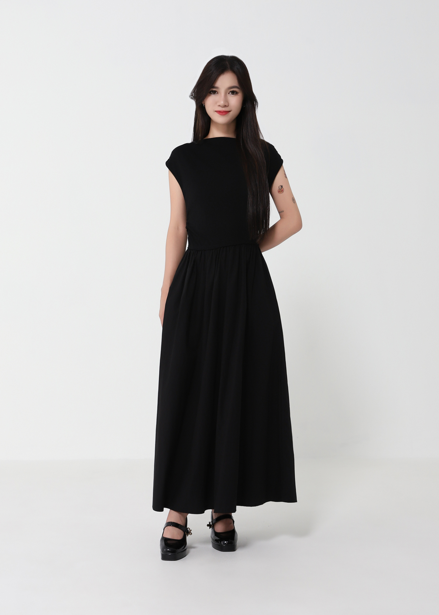 Elegant Draped Neck A-Line Dress DJ203
