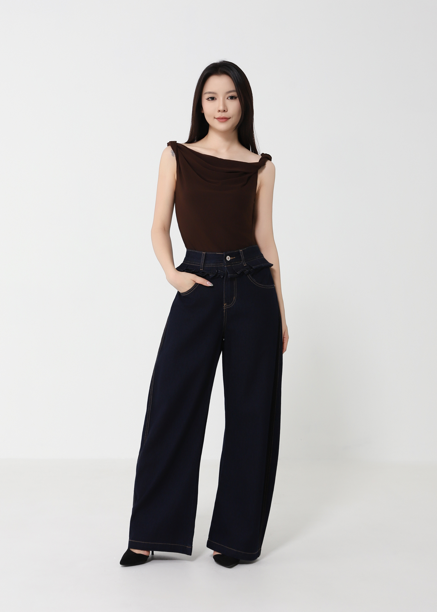 Ruffles Denim Long Pants DJ207