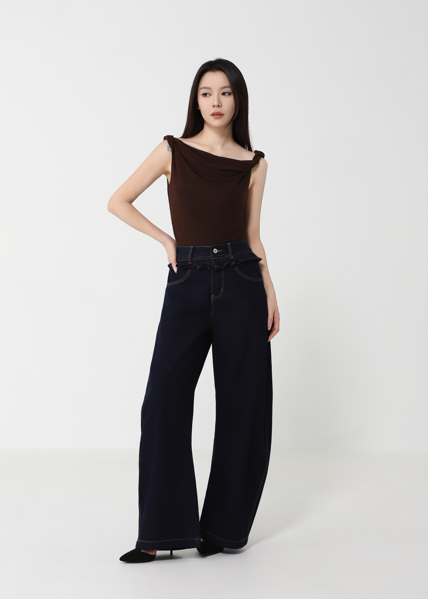 Ruffles Denim Long Pants DJ207