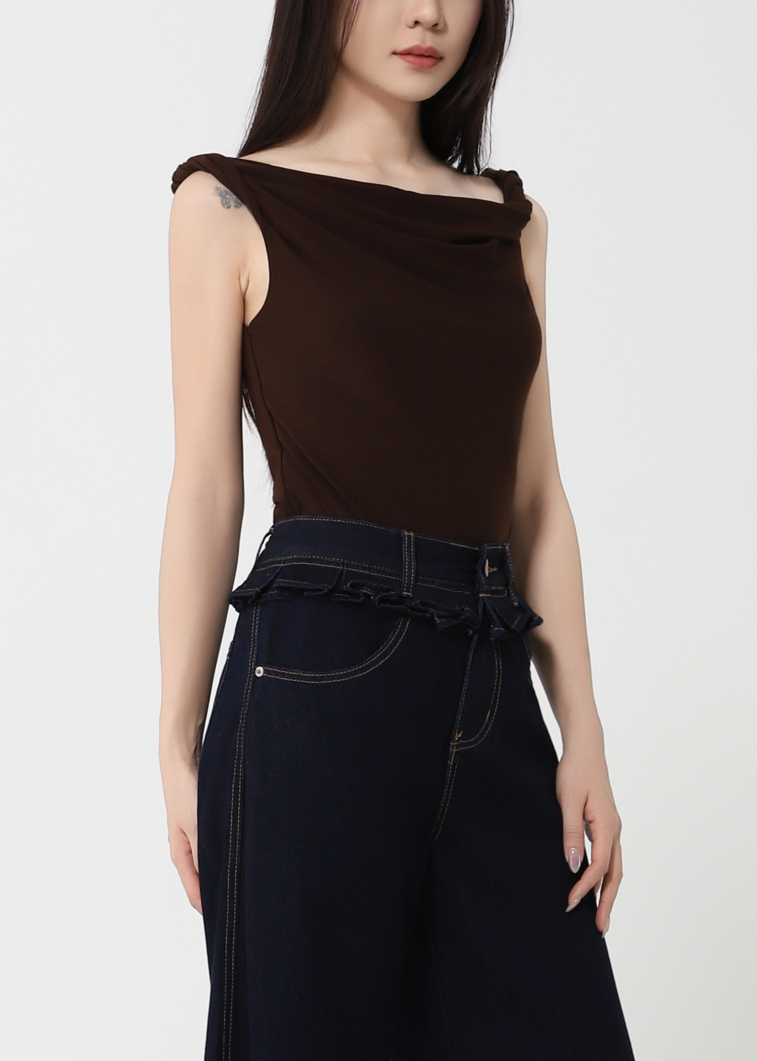 Ruffles Denim Long Pants DJ207