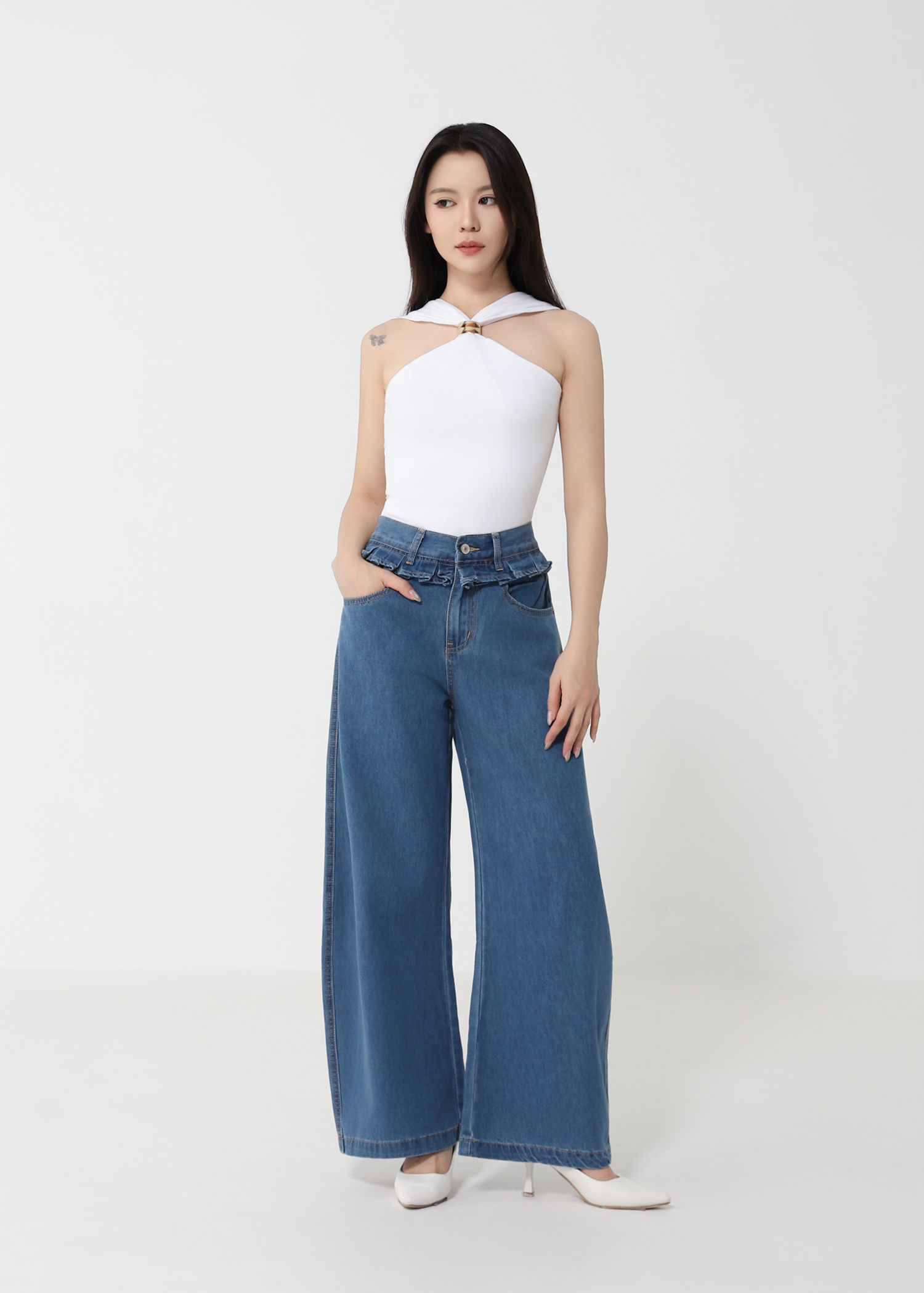 Ruffles Denim Long Pants DJ207