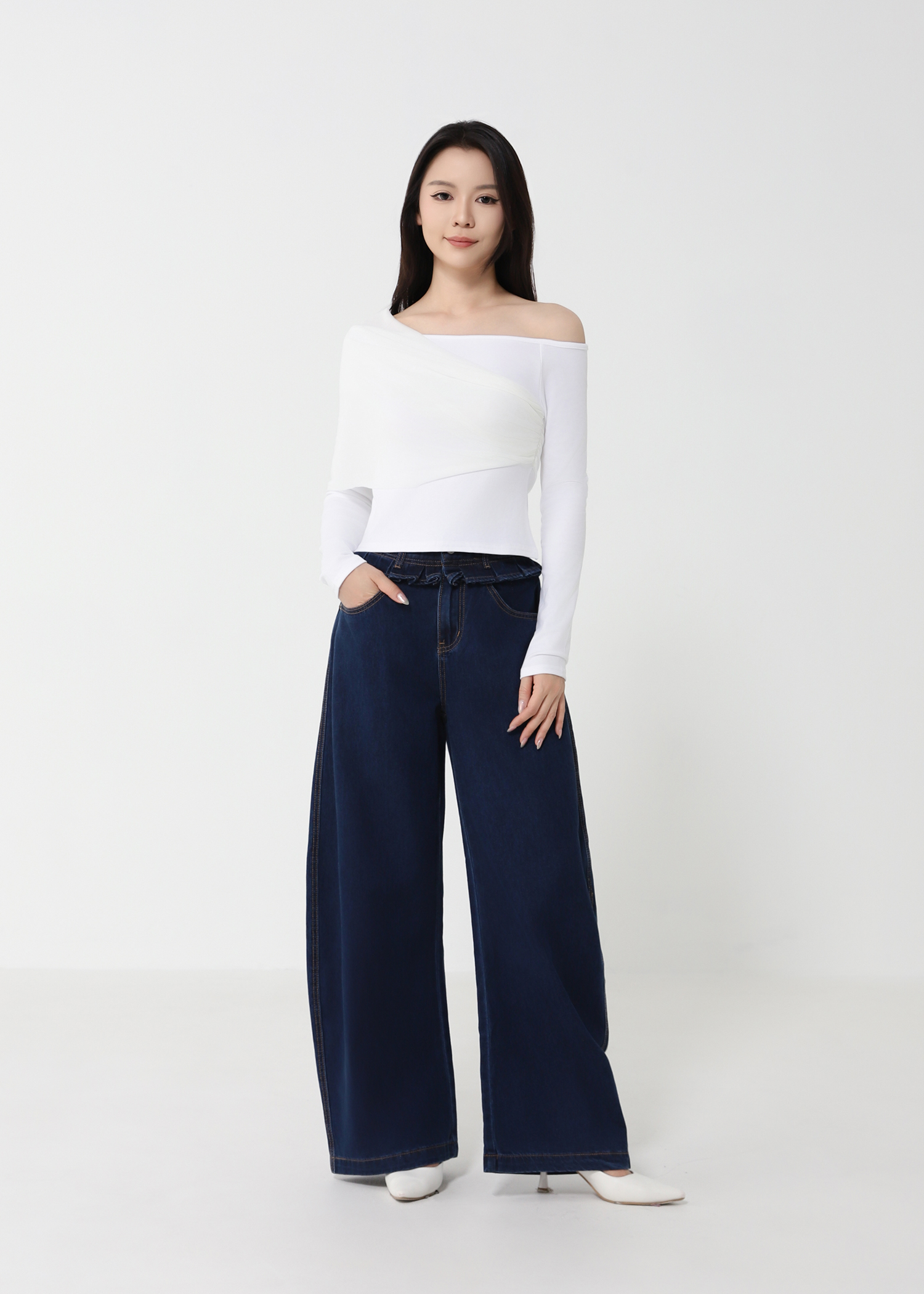 Ruffles Denim Long Pants DJ207