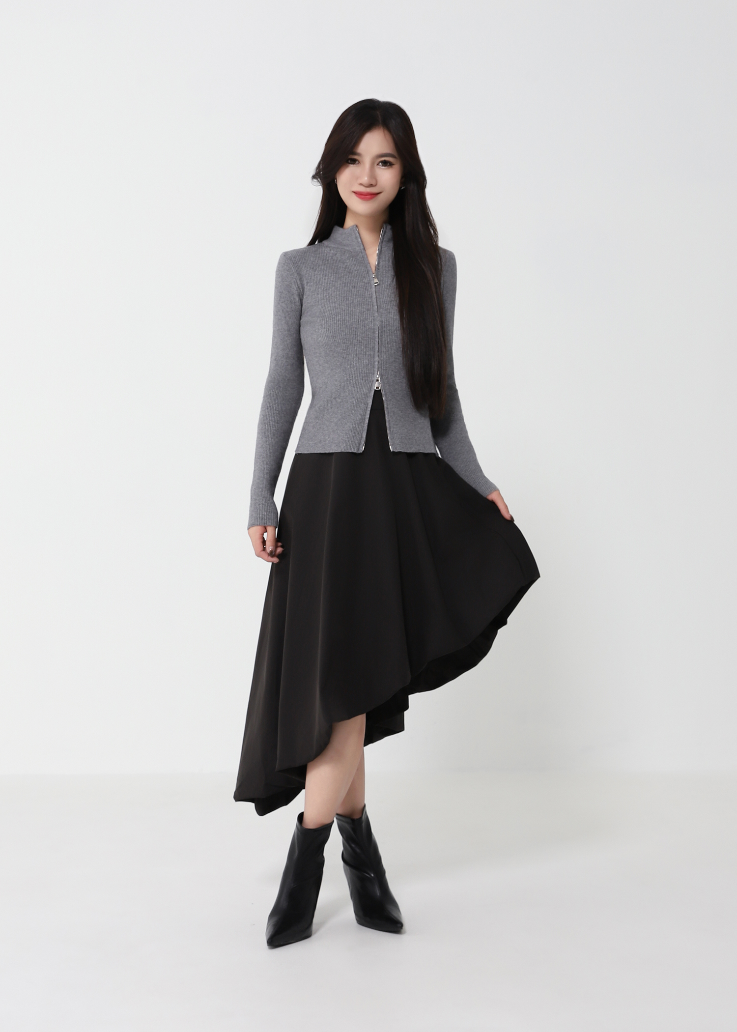 Knitted Front Zip Top DJ209