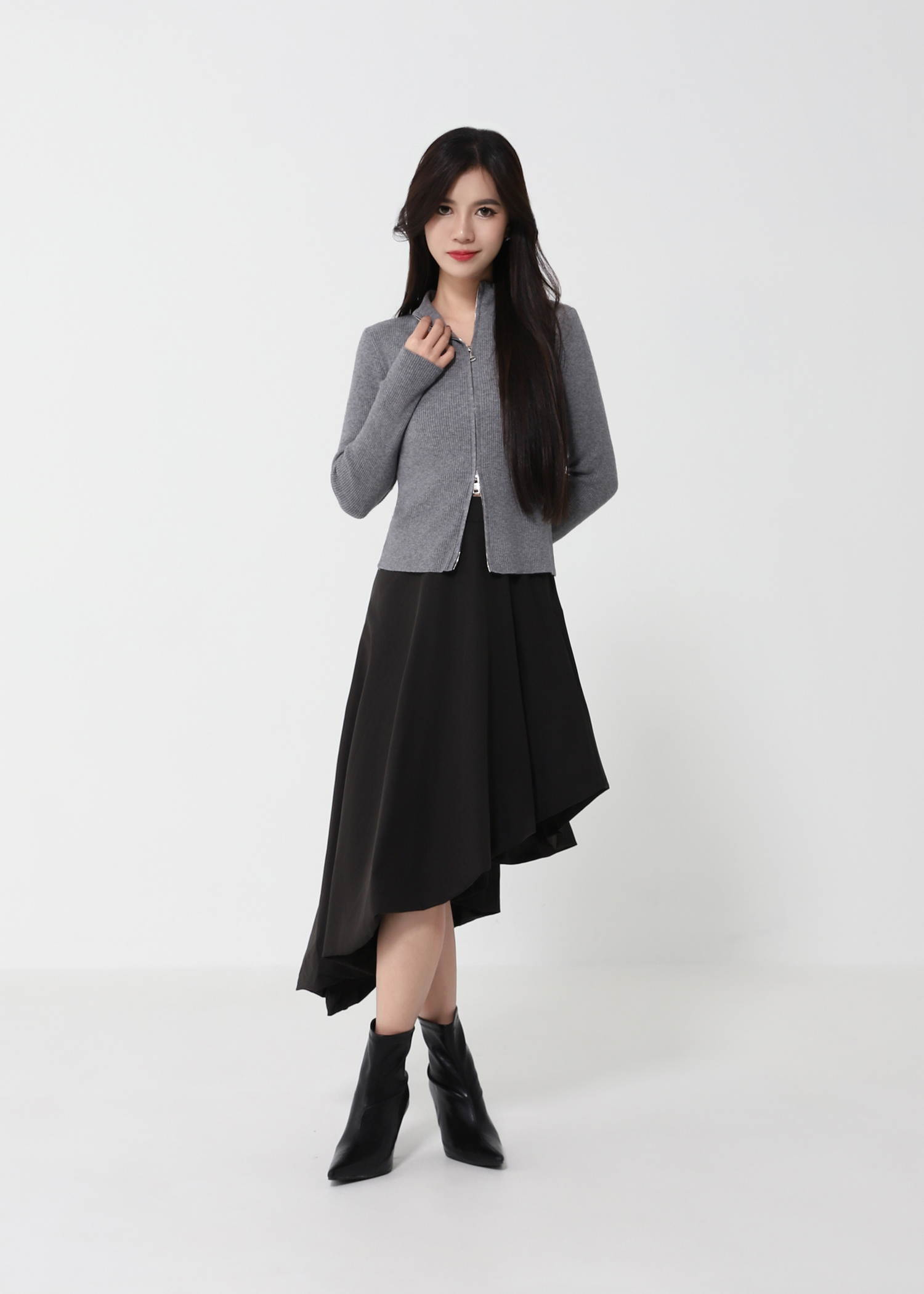 Knitted Front Zip Top DJ209