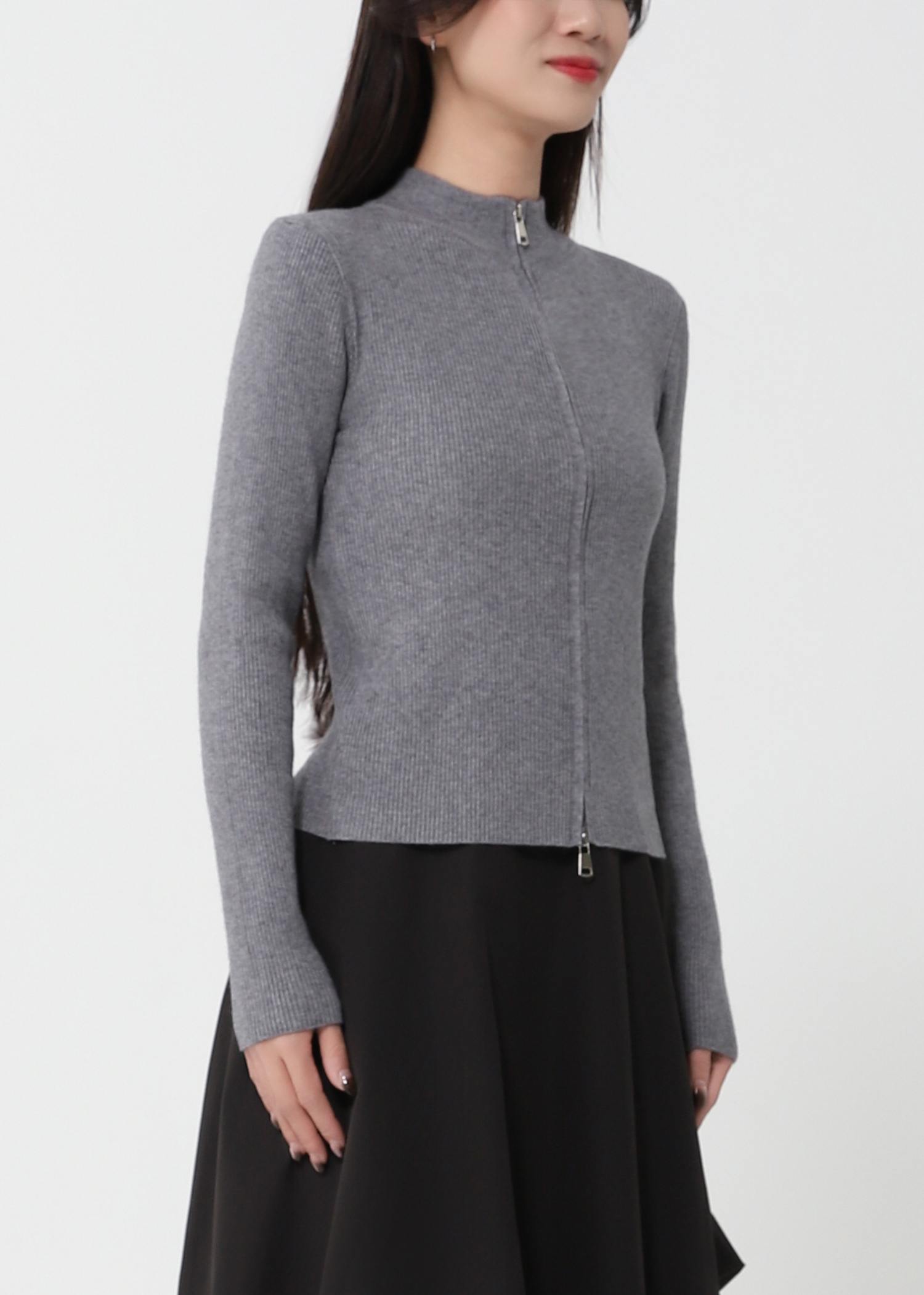 Knitted Front Zip Top DJ209