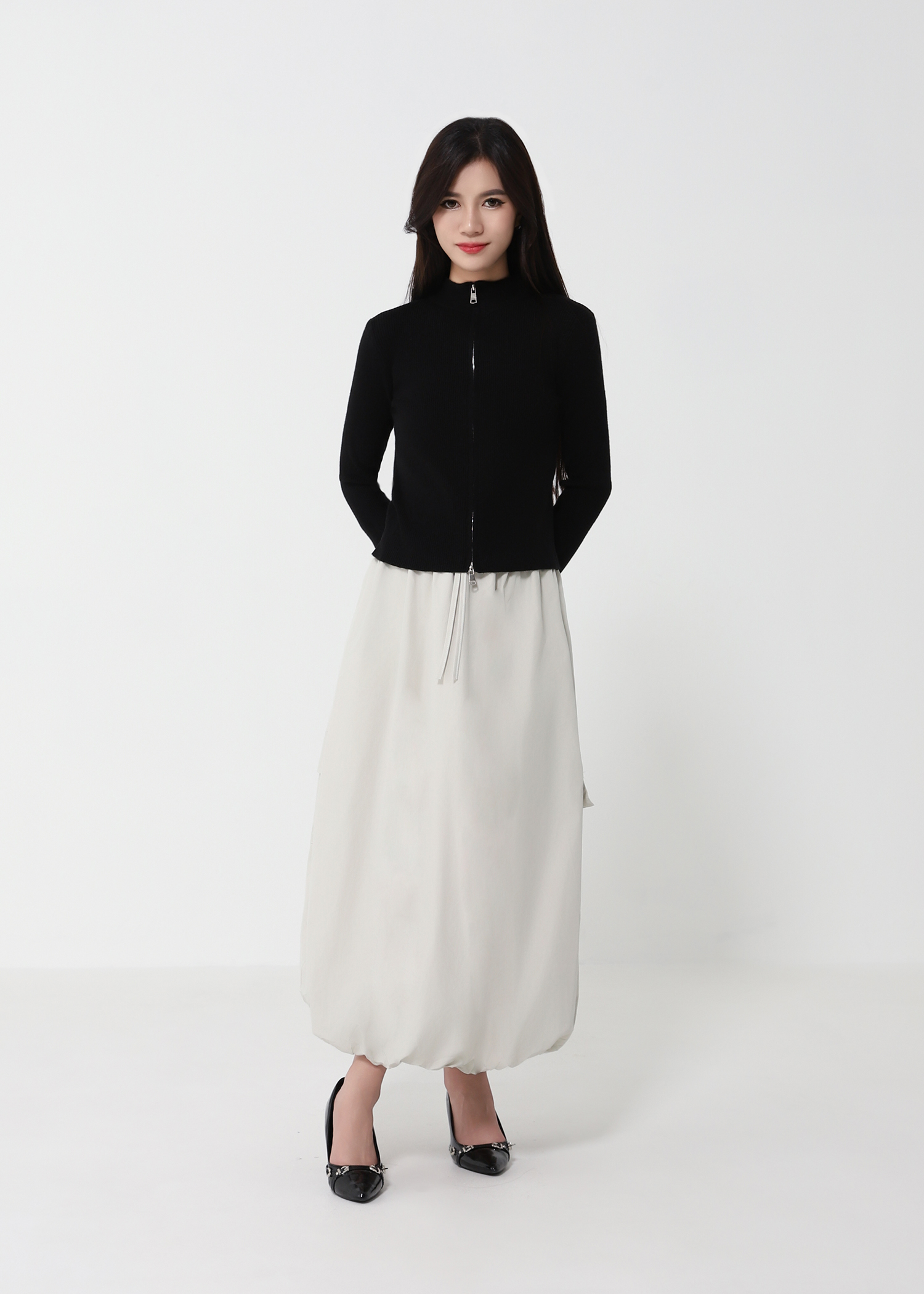 Knitted Front Zip Top DJ209