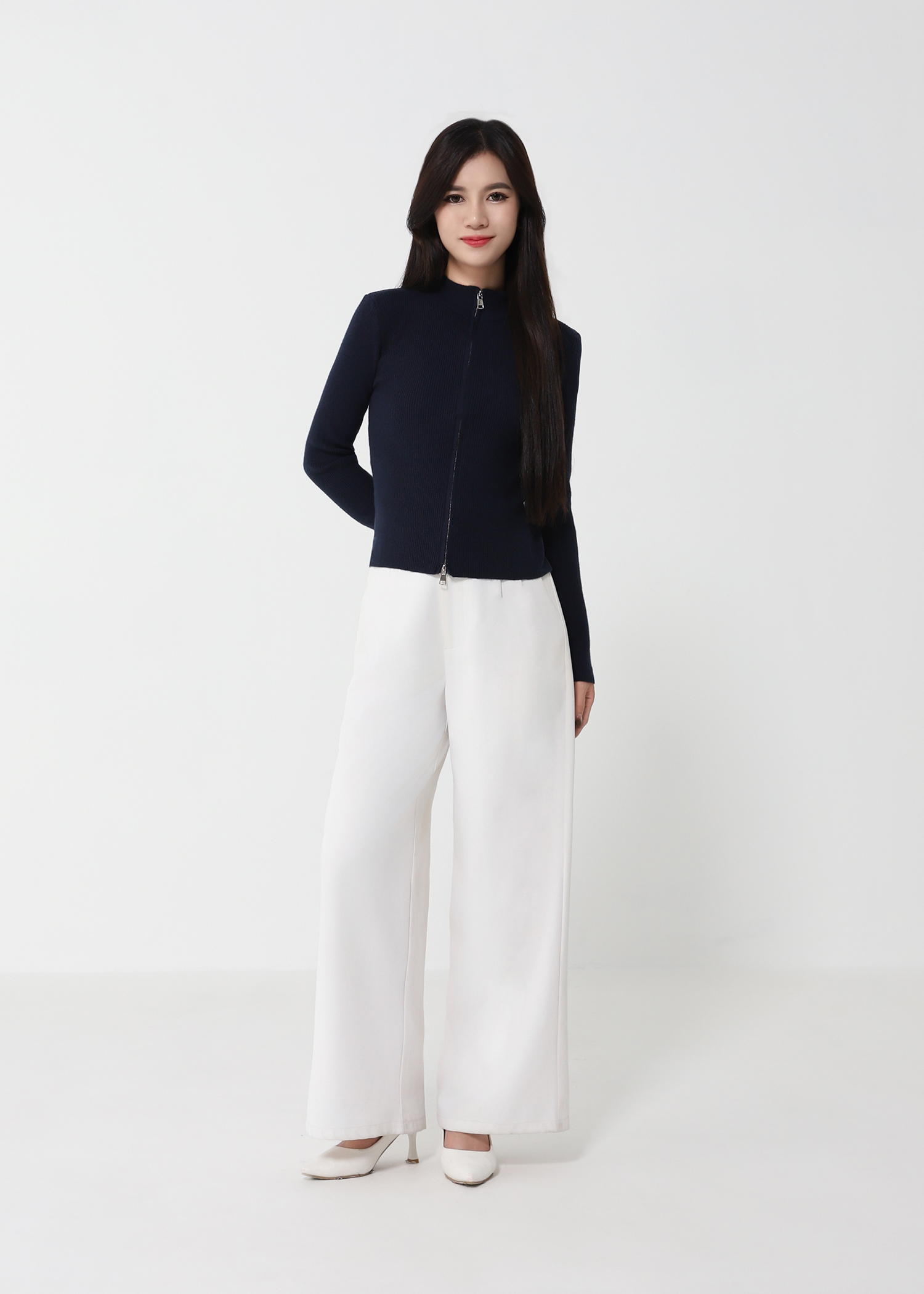 Knitted Front Zip Top DJ209