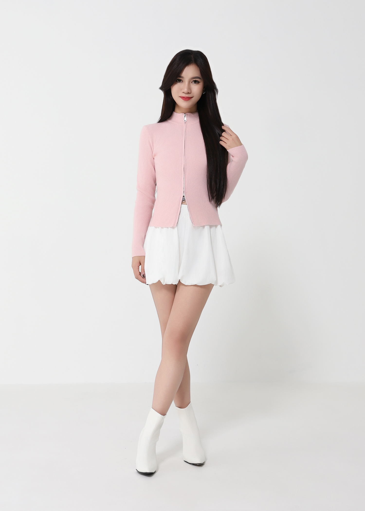 Knitted Front Zip Top DJ209