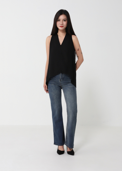 Sleeveless V Neck  Top DJ215