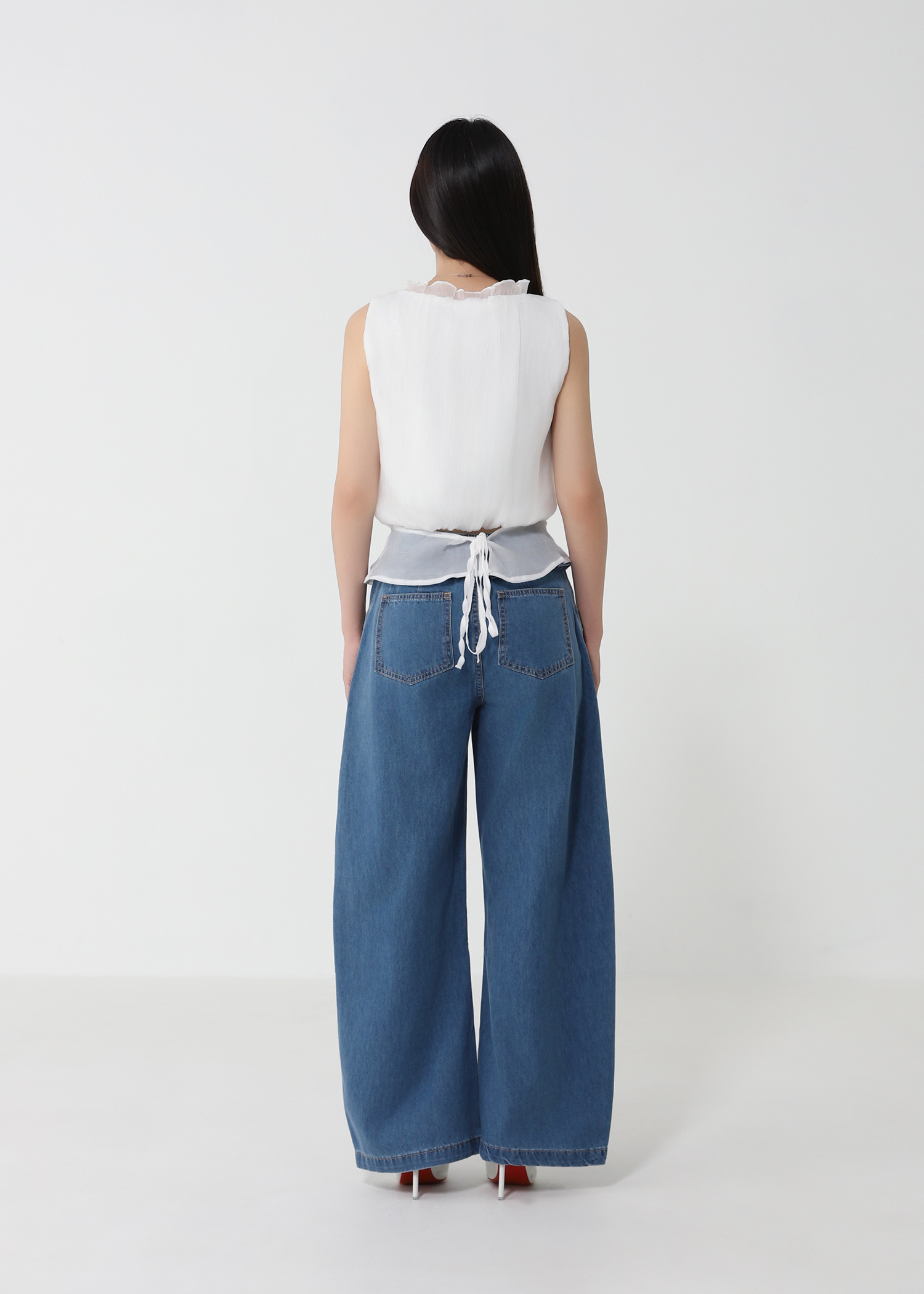 Tie Back Peplum Top DJ217
