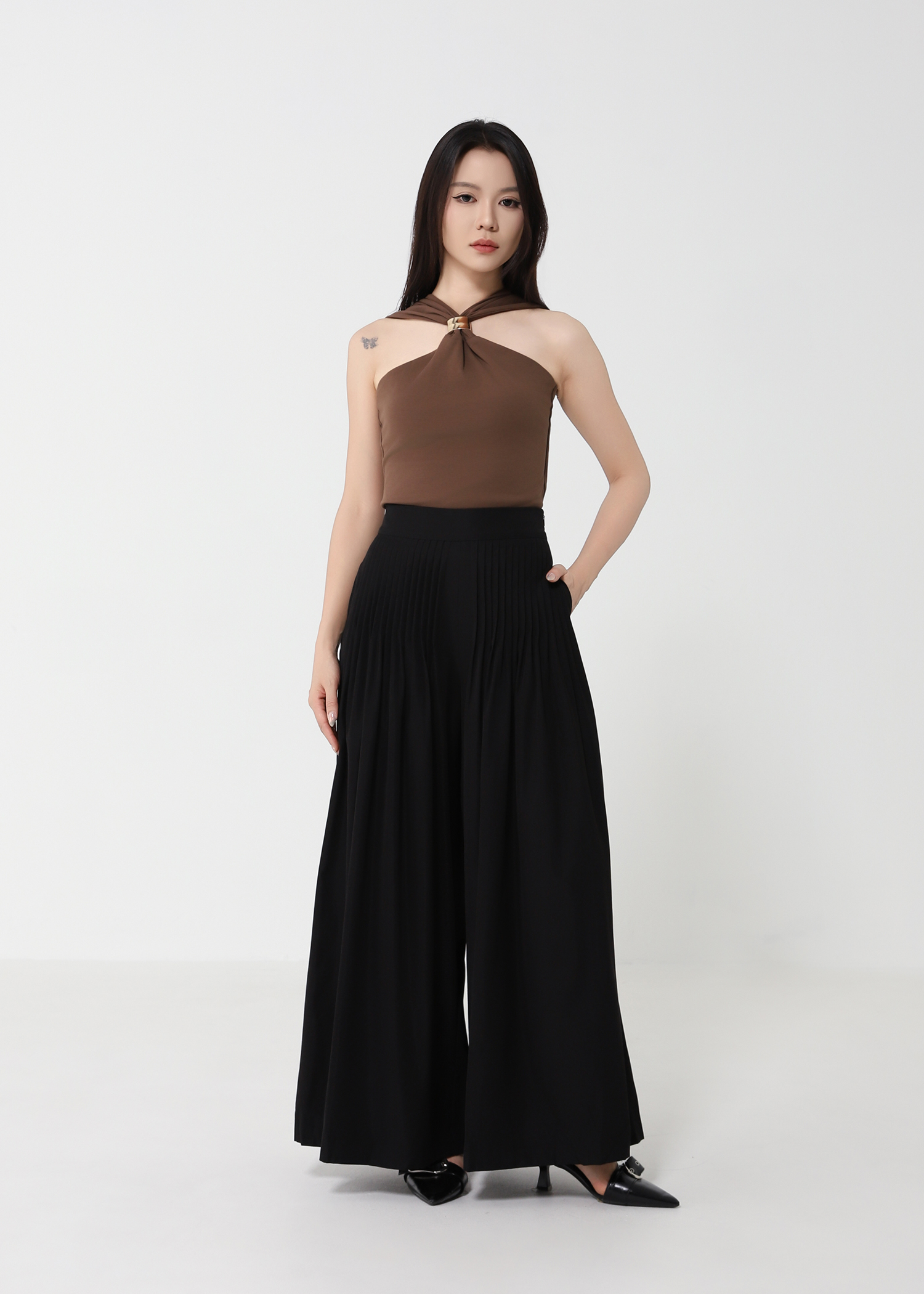 High Waist Pleated Palazzo Pants DJ232