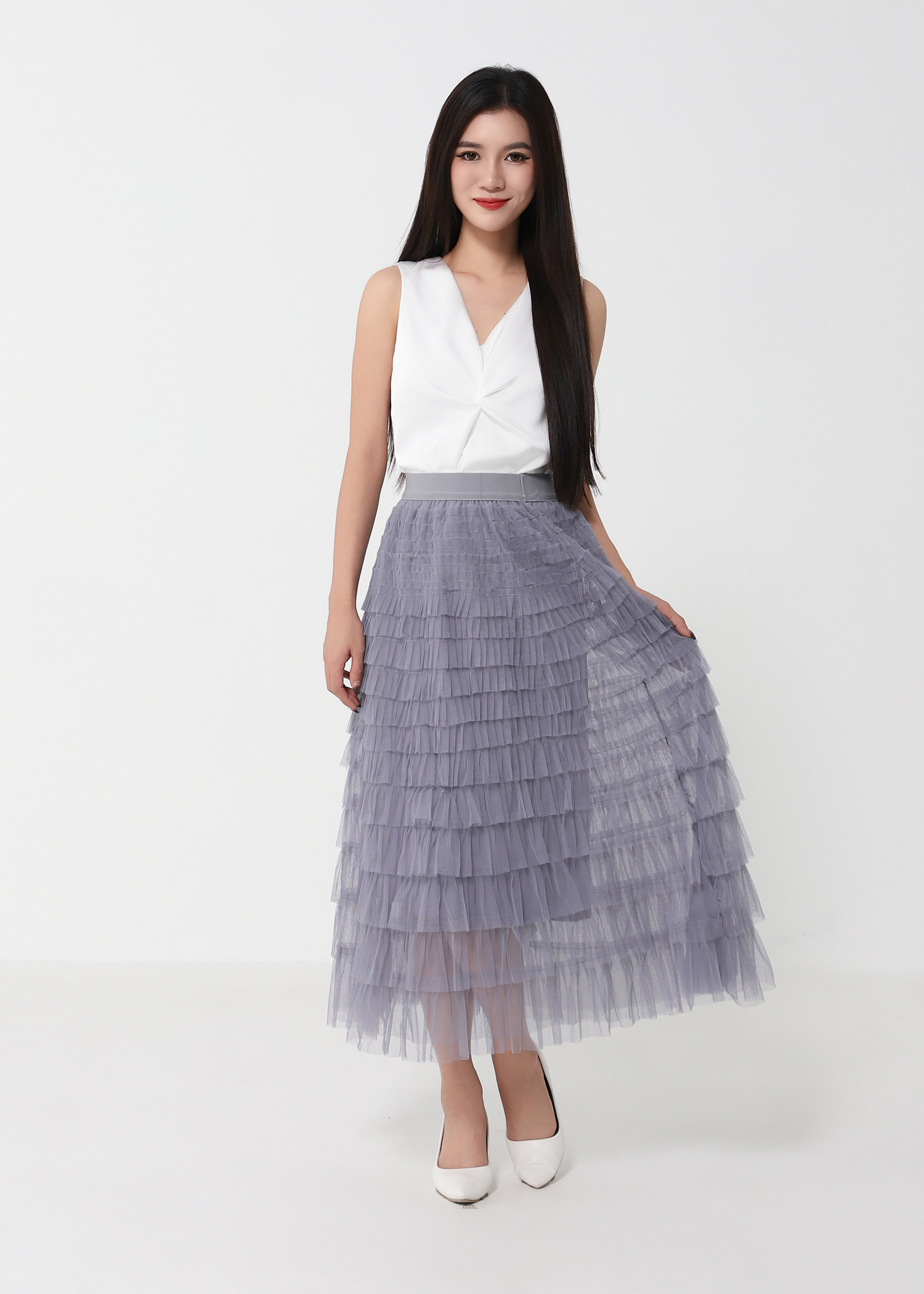 Layered Net Skirt DJ219