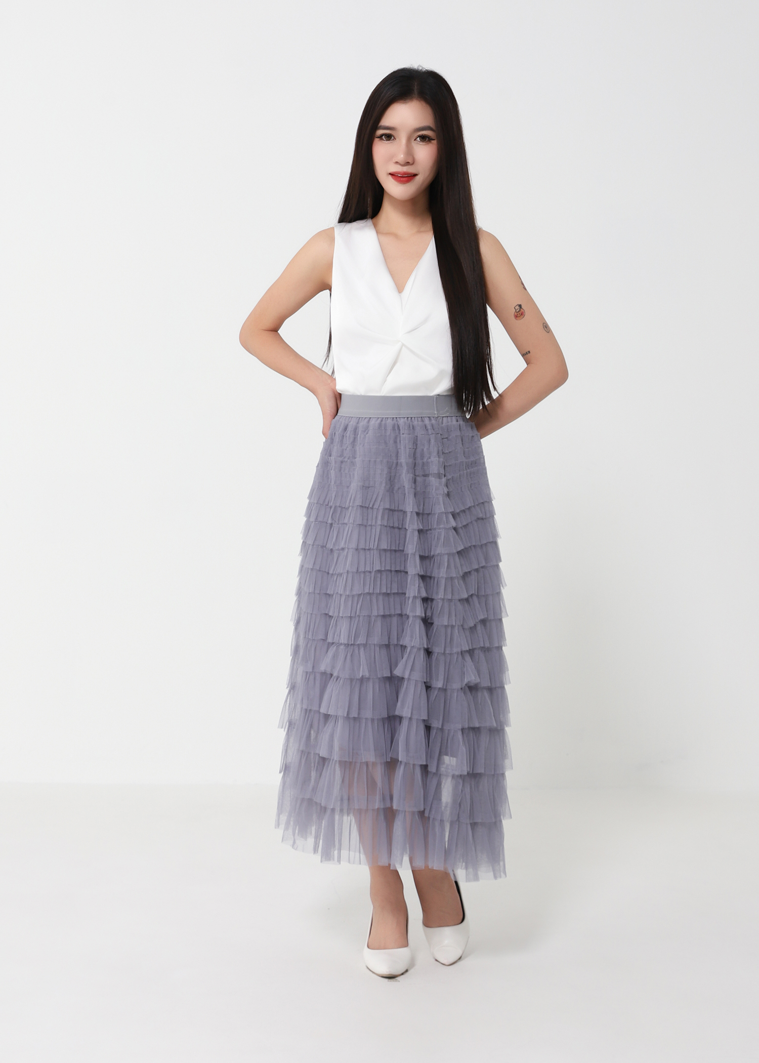 Layered Net Skirt DJ219