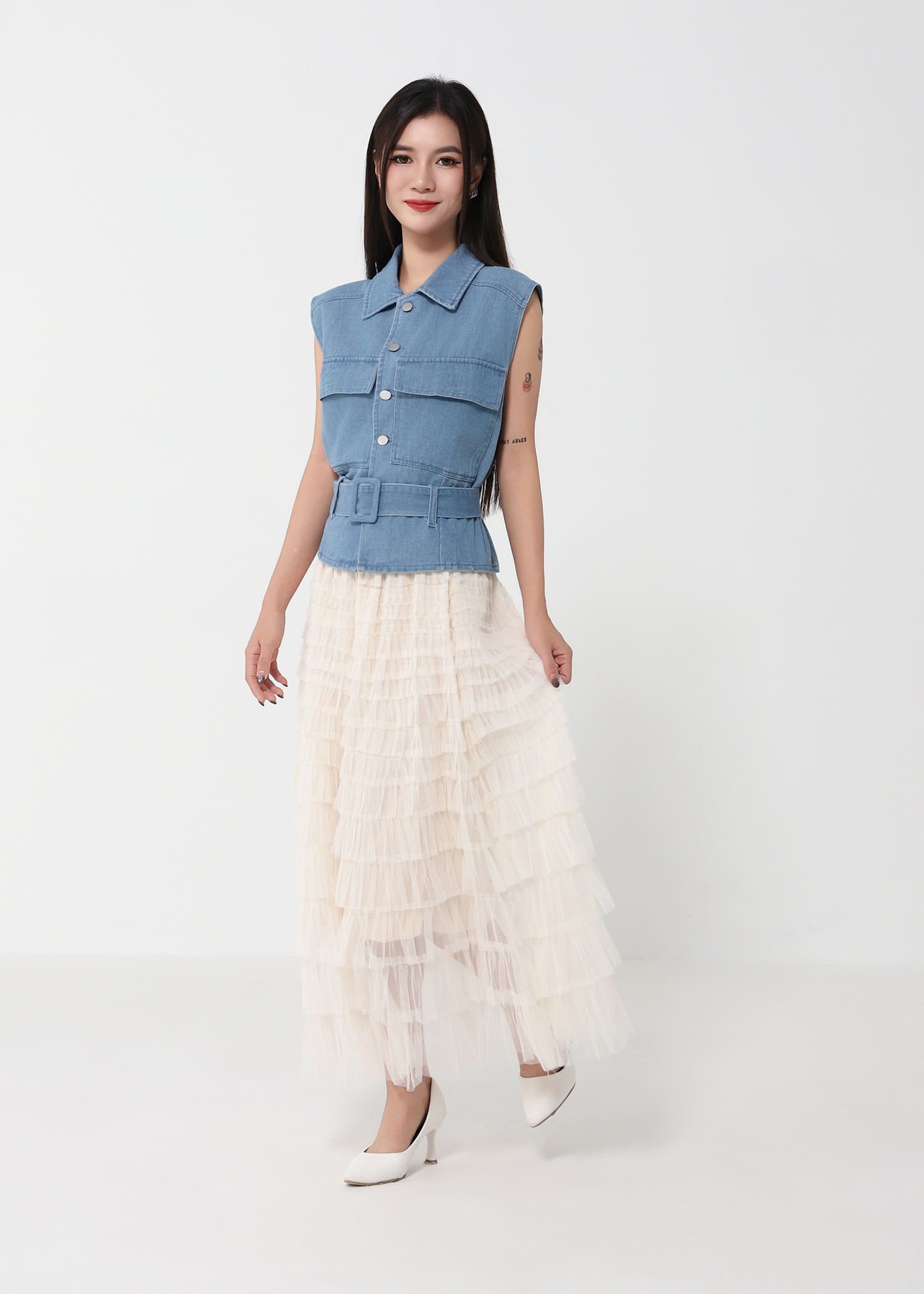Layered Net Skirt DJ219