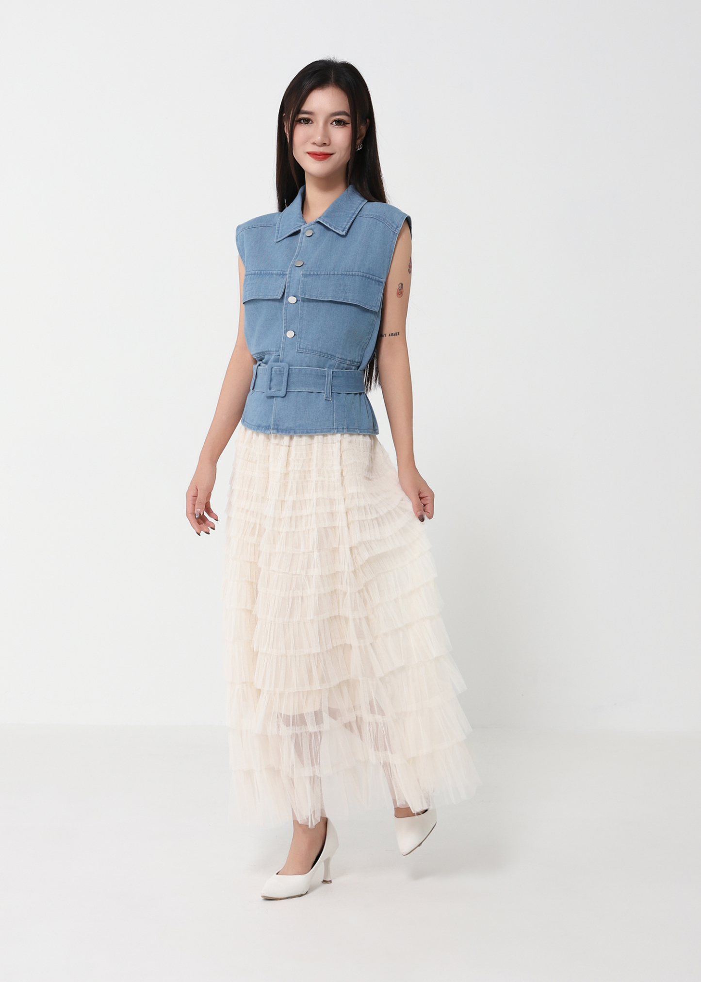 Layered Net Skirt DJ219