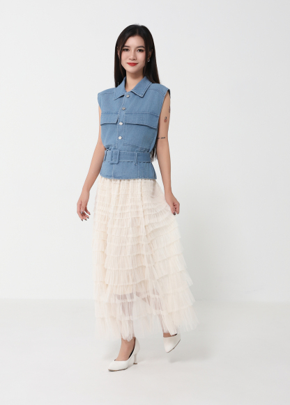 Layered Net Skirt DJ219