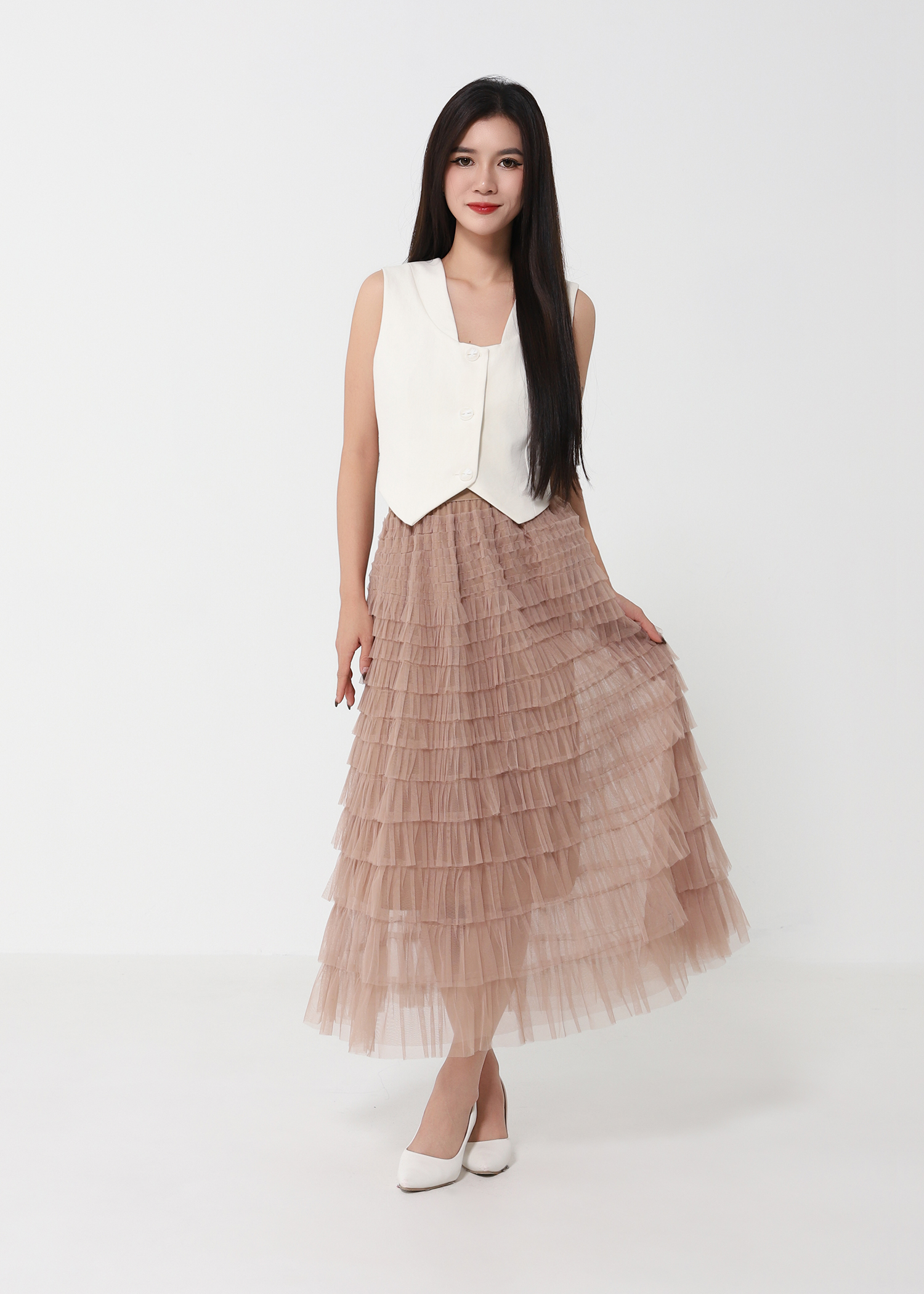 Layered Net Skirt DJ219