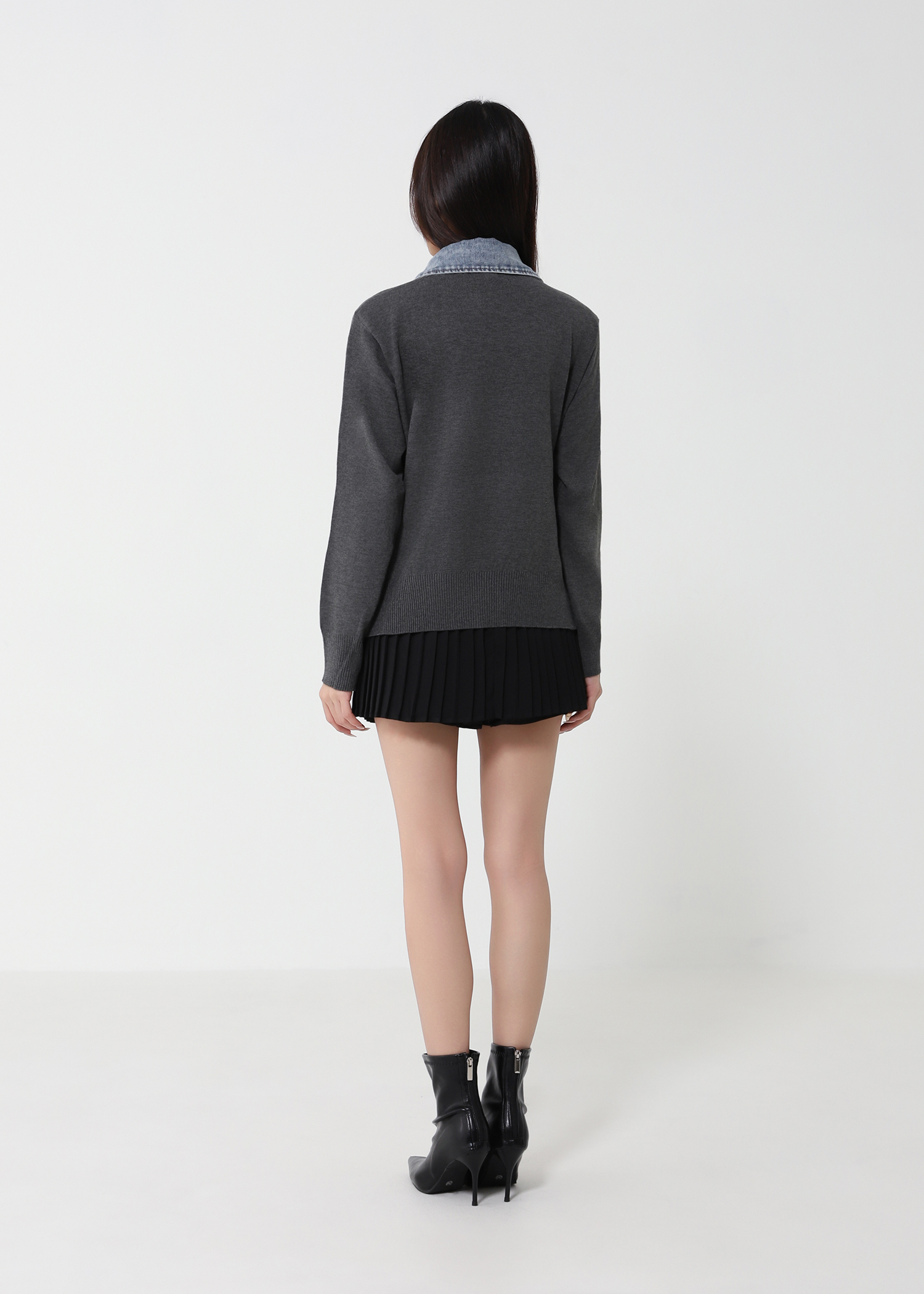 Denim Collar Knit Cardigan DJ224