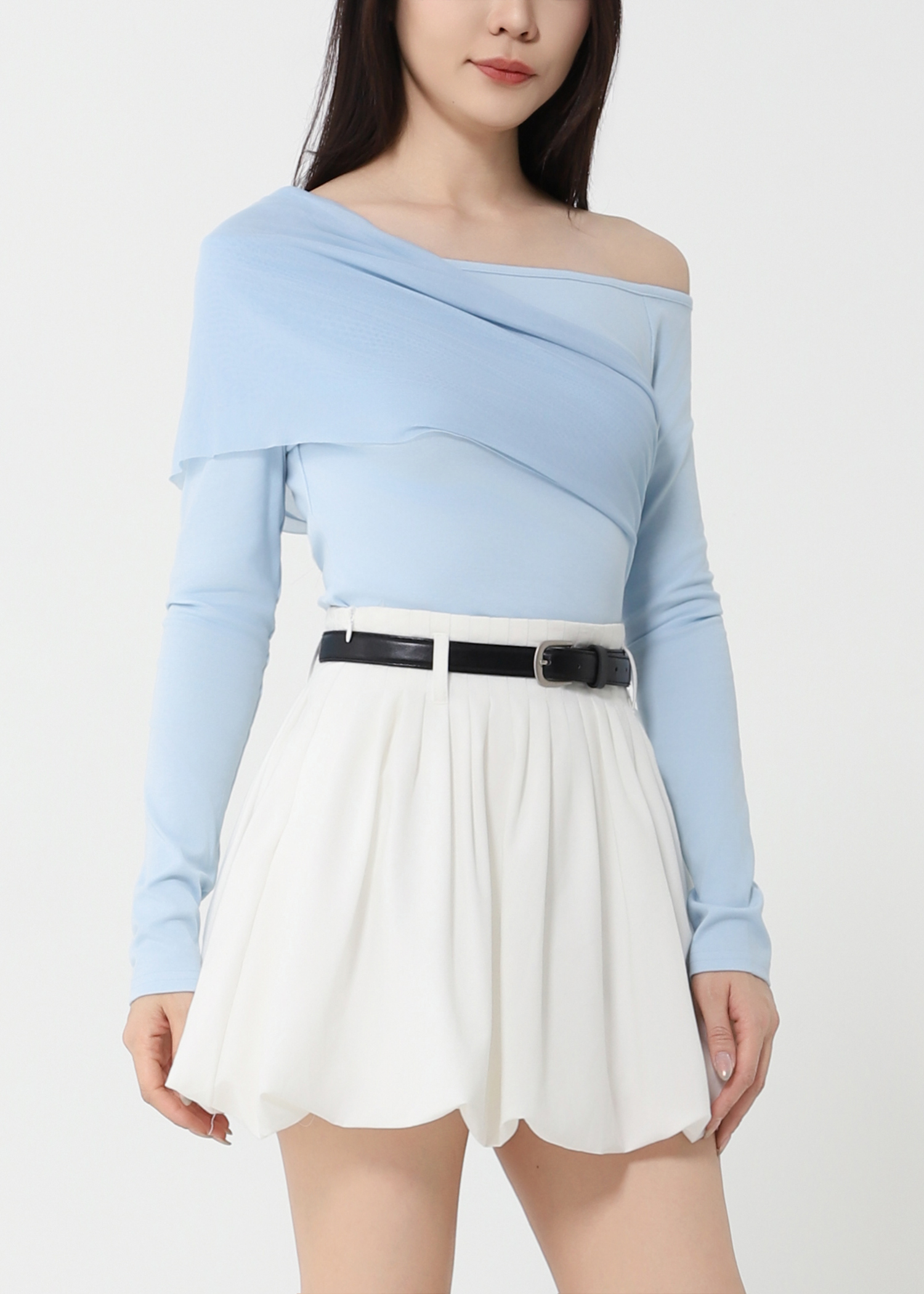 Boat Neckline With Decorative Net Top DJ227