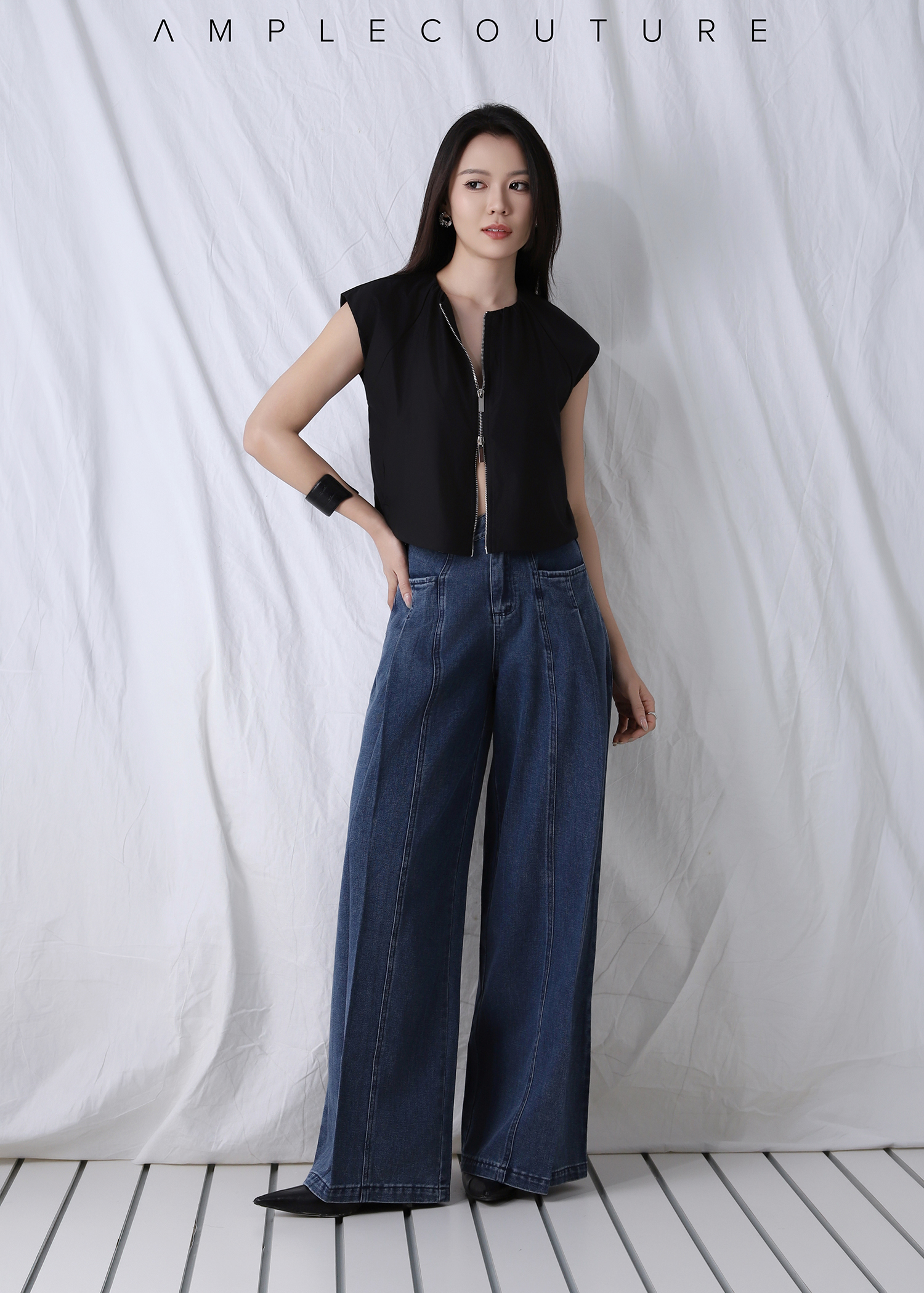 Cap Sleeve Zip Top AC248