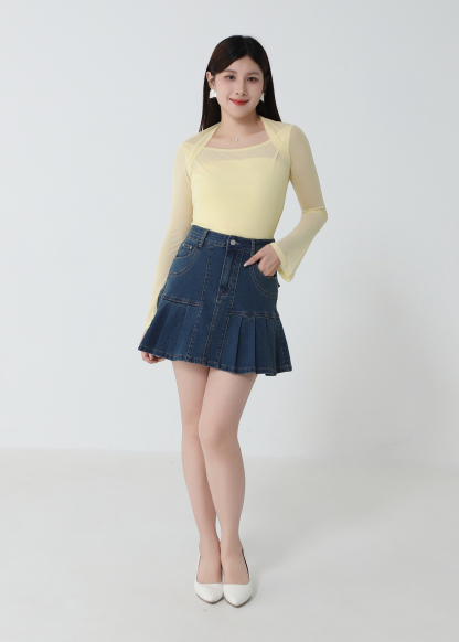 Fake Two Piece Net Top DJ243
