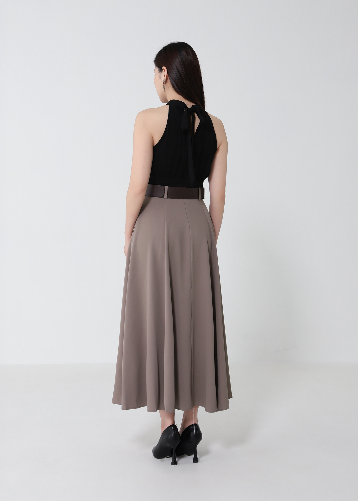 High Waist Belted Flowy Skirt DJ250