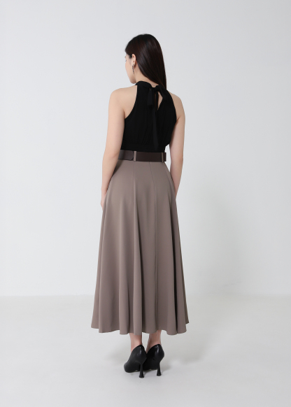 High Waist Belted Flowy Skirt DJ250