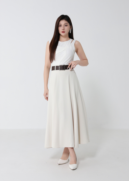 High Waist Belted Flowy Skirt DJ250