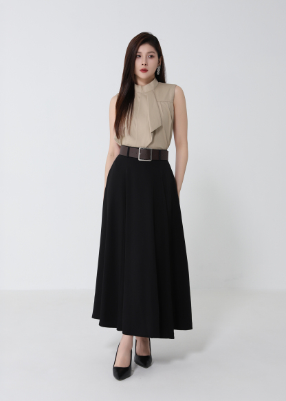 High Waist Belted Flowy Skirt DJ250