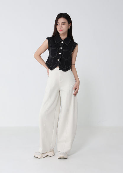 Denim Front Button Sleeveless Top DJ251