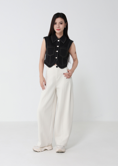 Denim Front Button Sleeveless Top DJ251