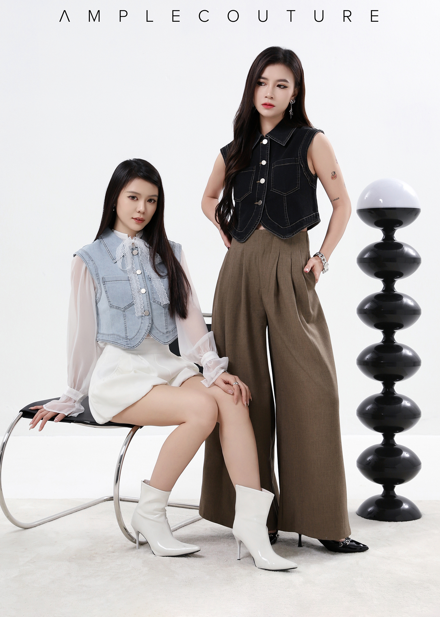 Denim Front Button Sleeveless Top DJ251