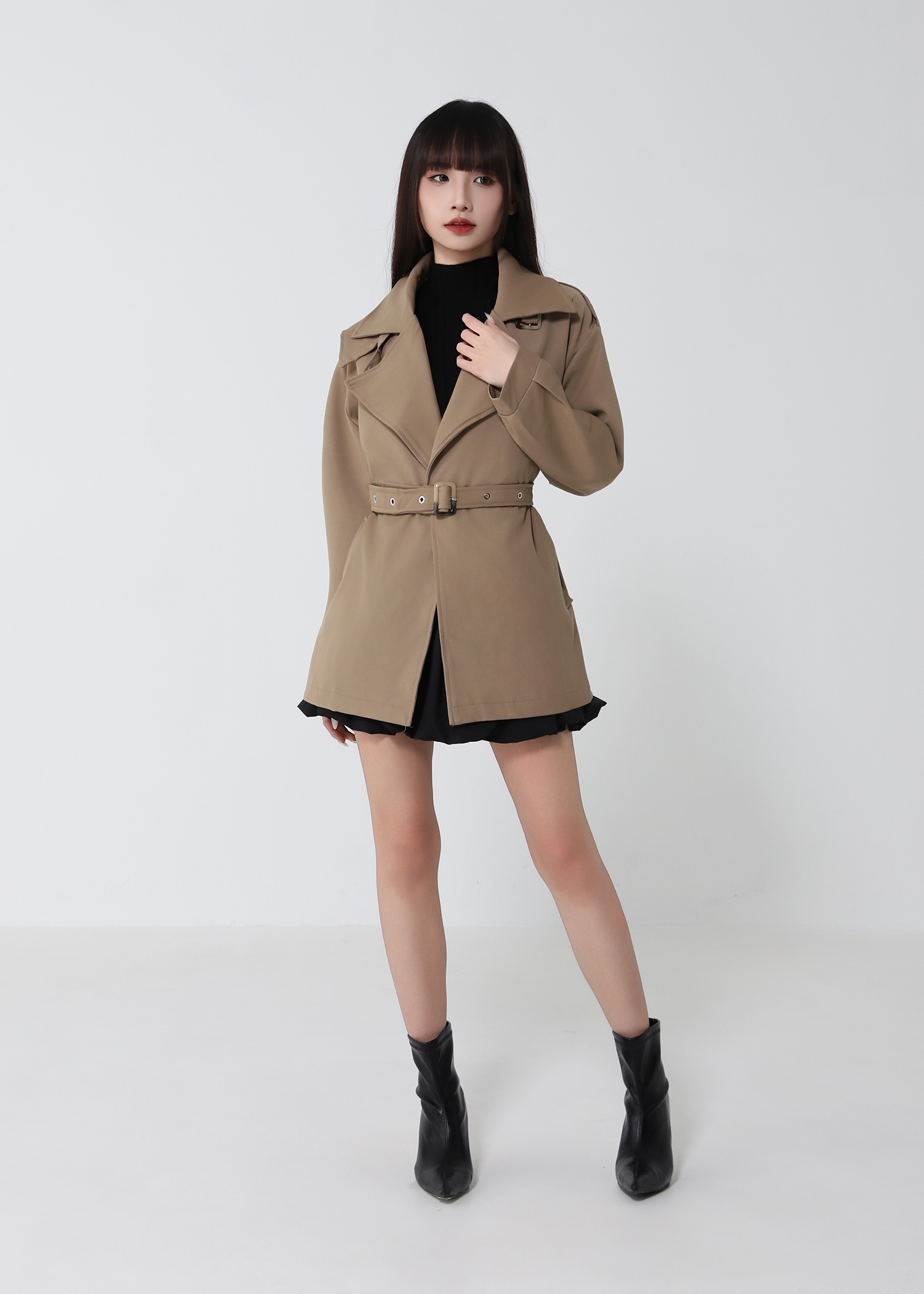 Belted Mid Length Trench Coat DJ257