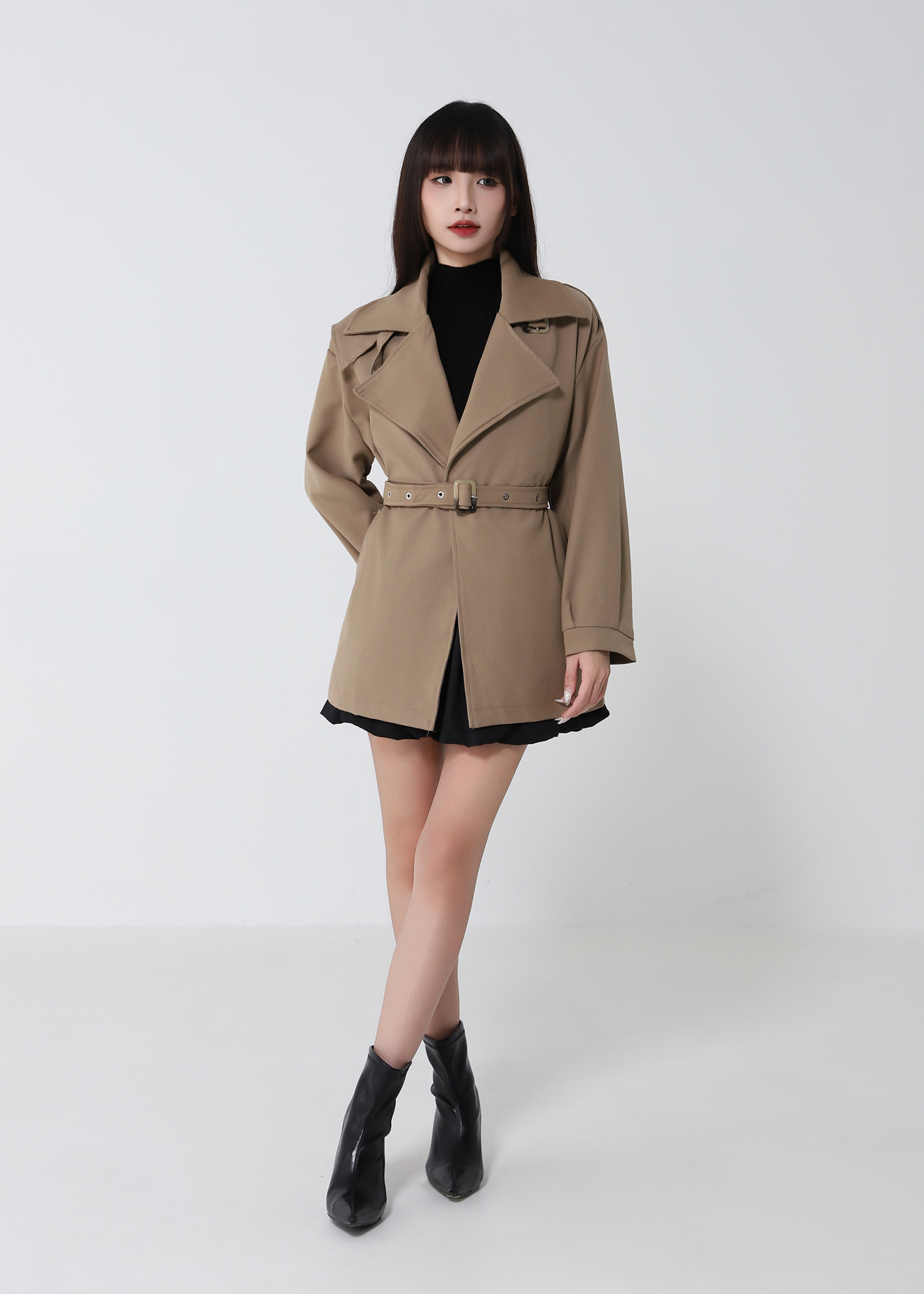 Belted Mid Length Trench Coat DJ257
