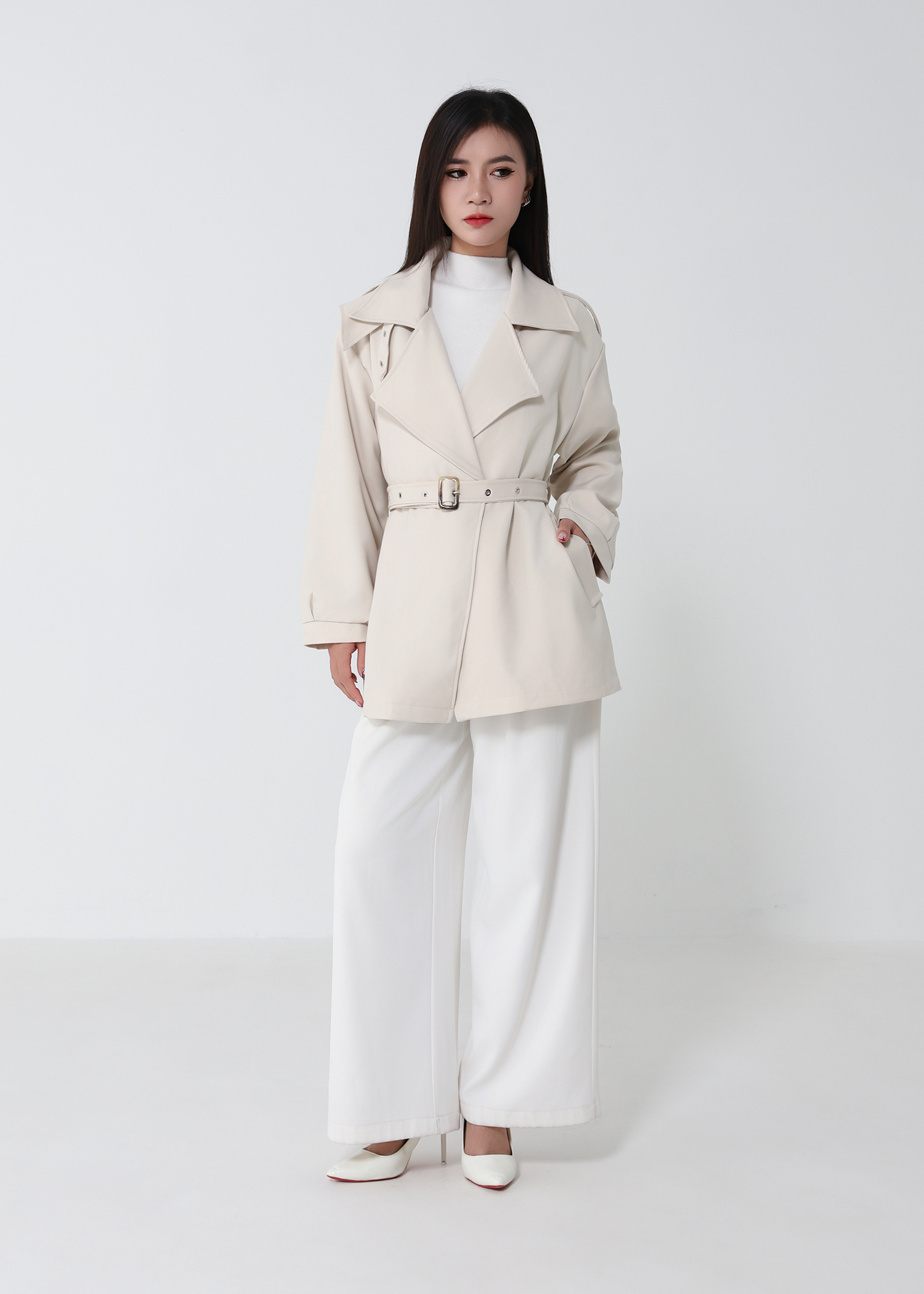 Belted Mid Length Trench Coat DJ257